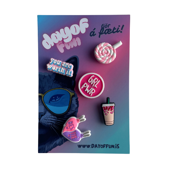 Merki bleikt - Crocs skraut 5 stk í pakka